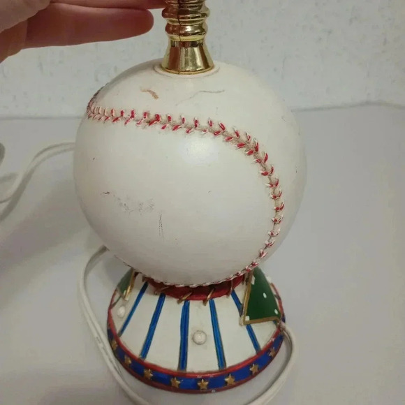 Baseball Desk Lamp Kid's Room Lamp Nightlight White Red No Shade Tested Works - Picture 6 of 7